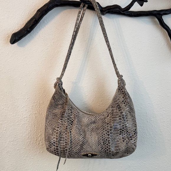 Elliott Lucca Snakeskin Pattern Leather Shoulder Bag - Picture 1 of 15